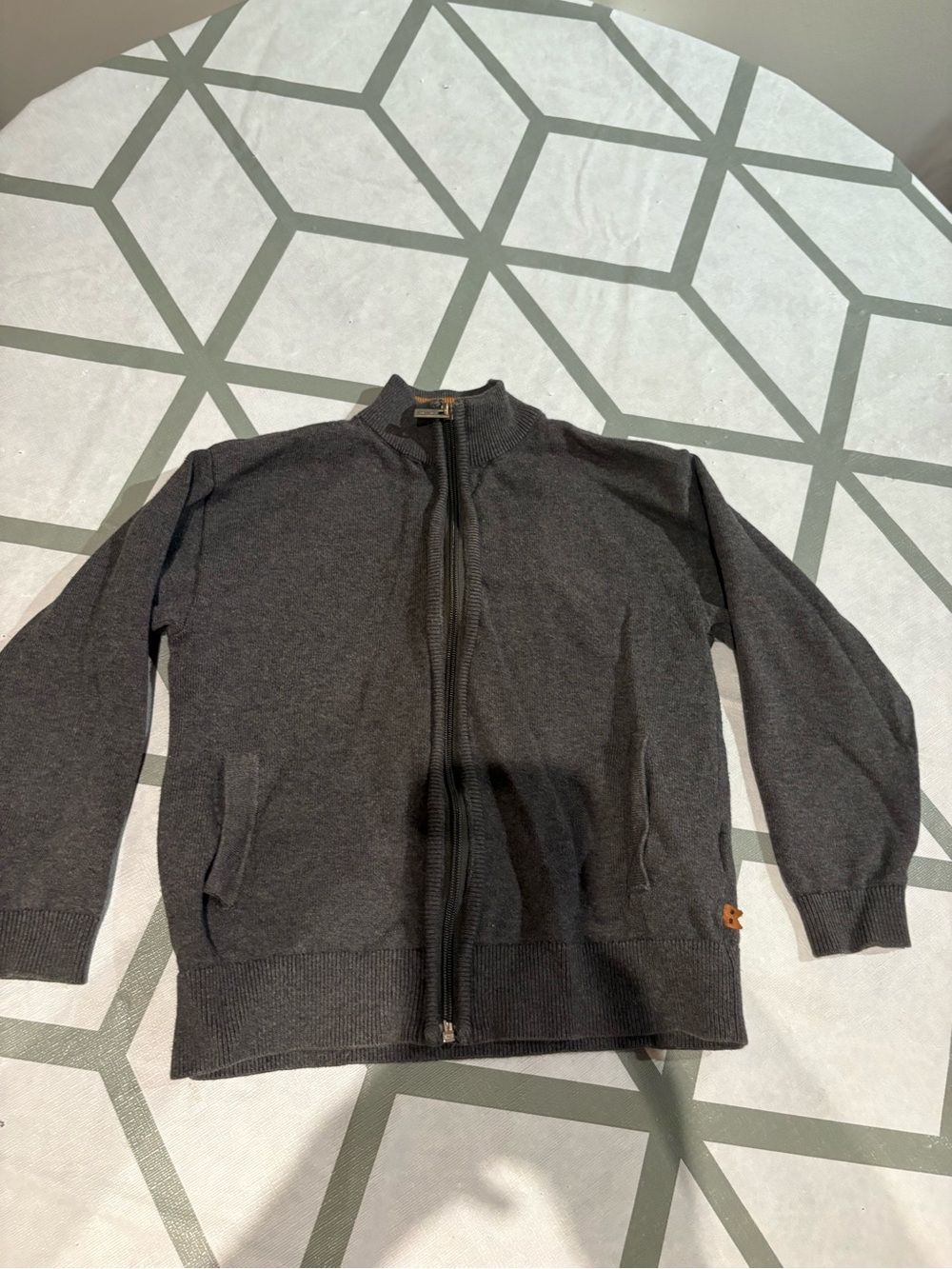 3/15$ Okaidi Charcoal Full‑Zip Sweater Jacket